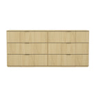 Manhattan Comfort Clive 72" Mid-Century Modern 6-Drawer Double Dresser - Natural Oak & Gold-Clean-lined 6-drawer dresser crafted from manufactured wood for a refined, modern bedroom look