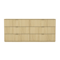 Manhattan Comfort Clive 72" Mid-Century Modern 6-Drawer Double Dresser - Natural Oak & Gold-Clean-lined 6-drawer dresser crafted from manufactured wood for a refined, modern bedroom look