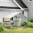 PawHut 77" H Extra Large Catio Outdoor Cat Enclosure with Waterproof Cover - Silver-Features multiple jumping platforms and a cozy condo for sleeping 