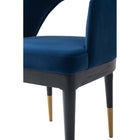 Manhattan Comfort Carrington 20.9" Modern Glam Velvet Upholstered Dining Armchairs - Midnight Blue - Set of 2-Unique Open Back Design