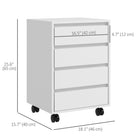 HOMCOM 4-Drawer Letter/A4 Filing Cabinet with Lockable Wheels - White-Comes with anti-tipping straps for safety
