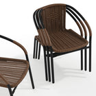 Flash Furniture Medium Brown Rattan Indoor-Outdoor Restaurant Stack Chair-7