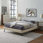 Modway Loryn Fabric Queen Bed Frame with Round Splayed Legs - Beige-Upholstered in Polyester