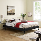 Modway Helen Vinyl Queen Bed Frame with Round Splayed Legs - Black-Upholstered in Vinyl