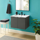 Modway Maybelle 24" Wall-Mount Bathroom Vanity - Grey/White-Wall-Mount Design