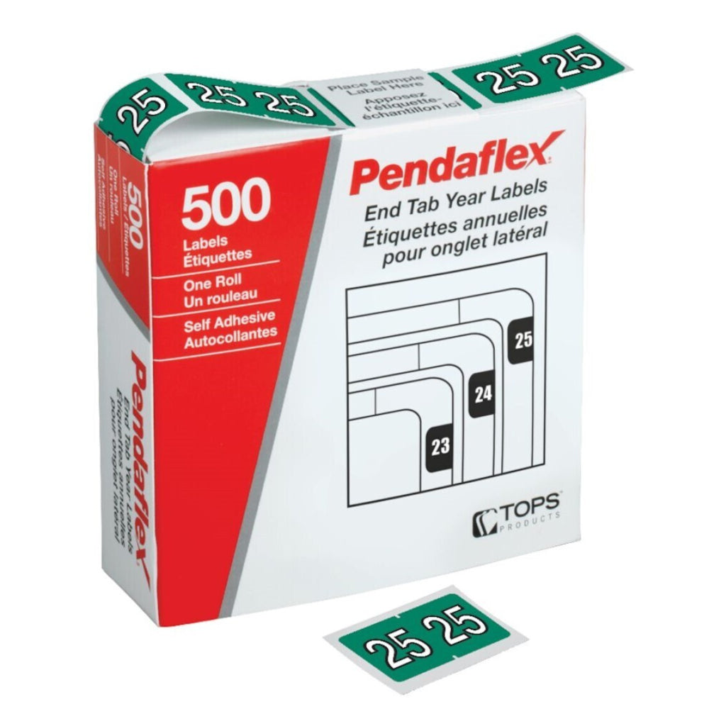 Pendaflex 2025 Yearly Label - Dark Green - 500 Pack | staples.ca