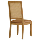 Modway Arlo Vegan Leather Upholstered Faux Rattan and Wood Dining Side Chairs - Natural/Tan - 2 Pack-8