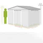 Outsunny Garden Storage Shed with Steel Foundation Kit - 9.1'x 6.4' x 6.3' - Dark Grey-Sloped roof prevents moisture and rain from pooling 