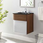 Modway Render 18" Wall-Mount Bathroom Vanity - White/Walnut/Black-Walnut Grain Vanity