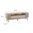 Modway Eudora 60" TV Stand - Oak-Hinged Corner Doors