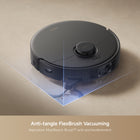 Mova E30 Pro Plus Robot Vacuum - Black-Extendable Side Brush: In right-angle edges and tight gaps, the side brush extends to hit every corner, with its upgraded 45° rubber stip spinning forward to guide hair down for smooth, tangle-free cleaning.