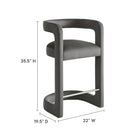 Modway Winslow Performance Velvet Counter Stool - Storm Gray-Performance Velvet Fabric