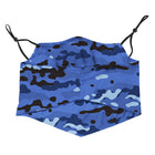 Oliver's Labels 2-Ply Non-Medical Kids Scarf Face Mask - Blue Camo-Sits comfortably around the neck when not in use.