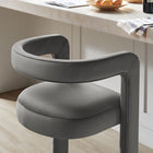 Modway Winslow Performance Velvet Bar Stool - Storm Gray-Stainless Steel Footrest