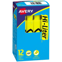 Avery Hi-Liter Chisel Tip Tank-Style Highlighters - Yellow - 12 Pack-Molded chisel tip won't fray or mush