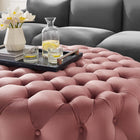 Modway Amour Tufted Button Large Round Performance Velvet Ottoman - Dusty Rose-Dense Foam Padding