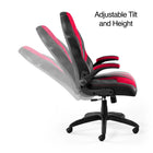 Emerge Vortex Bonded Leather Gaming Chair - Black/Red-Lumbar support, seat height adjustment, tilt tension, tilt lock for customized support