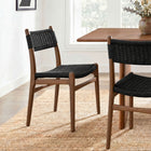 Modway Wynn Rope and Wood Dining Side Chair - Walnut Black-Solid Beech Wood Frame