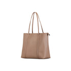 Bugatti PURE Vegan Leather Business Tote Bag with Removable Organizer for 14.1" Laptop/Tablet - Taupe-Taupe/Pebble Vegan Leather