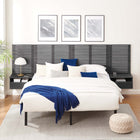 Modway Render Wall Mount King Headboard and Modern Nightstands - Charcoal-Smooth Wood Grain Laminate
