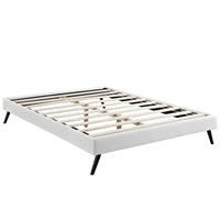 Modway Helen Vinyl Queen Bed Frame with Round Splayed Legs - White-Solid Wood Frame