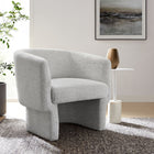 Modway Muse Boucle Fabric Barrel Accent Chair - Newsprint-Curved Backrest
