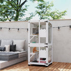 PawHut 31.5" L Outdoor Large Catio Cat House with Wheels and Resting Box - White-Top asphalt roof for weather resistance 