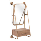 Zuo Peralta Mirror Shelf - Brass/Brown-3 year limited warranty