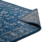 Modway Lilja Distressed Vintage Medallion Area Rug - 5 ft W x 8 ft L - Moroccan Blue Beige/Ivory-High Density / Machine-Woven