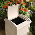 Suncast Trash Hideaway - Light Taupe-Latching lid to conceal garbage or recycled items and keep animals out.