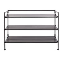 Seville Classics 3-Tier Resin-Wood Shoe Rack-Units are stackable (requires 2 units)