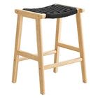 Modway Saoirse Woven Rope Wood Counter Stool - Natural Black - Set of 2-6