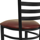 Flash Furniture HERCULES Series Black Ladder Back Metal Restaurant Barstool - Burgundy Vinyl Seat - 2 Pack-Footrest