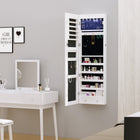 HOMCOM Mirror Jewelry Cabinet with LED Lights and 2 Keys - 14.5" L x 47.25" W x 4" H - White-Ample storage can hold all your accessories and jewels, clear partition helps you to select jewels quickly 