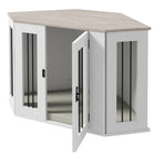 PawHut 41" Corner Dog Crate Furniture with Cushion - White-Colours: White, Walnut Brown, Cream 