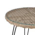 Manhattan Comfort Antibes Modern Patio 2-Person Seating Group 3-Piece Set with End Table - Tan/Grey-30 Day Limited Manufacturer's Warranty
