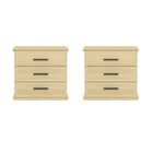 Manhattan Comfort Clifford Traditional 3-Drawer Nightstand - Natural Oak-Compact & Functional Design: Ideal for bedrooms, guest rooms, or small spaces