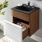 Modway Render 18" Wall-Mount Bathroom Vanity - White/Walnut/Black-MDF and Particleboard