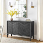 Modway Harper 59" Chevron Sideboard - Black-Powder-Coated Metal Base