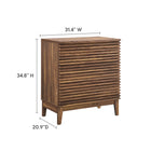 Modway Render Large 3-Drawer Nightstand - Walnut-Slatted Design