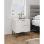 Manhattan Comfort DUMBO 20.07" Modern 2-Drawer Nightstand - White-Includes 2 Full Extension Drawers Designed in Vertical Textured Ribbed Lines