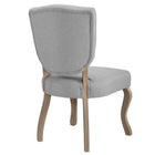 Modway Array Vintage French Upholstered Dining Side Chair - Light Grey-Weathered Wood Saber Legs