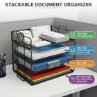 ShoppingAll Stackable 4-Tier Mesh Document Tray -Ready to use in seconds, simply stack the trays on top of one another using the built-in grooves—no screws, tools, or complicated hardware required.