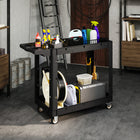 HOMCOM 2-Tier Rolling Tool Cart with Wheels-Great for use in garages, workshops, and warehouses
