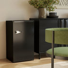 HOMCOM 3.1 cu ft Retro Mini Fridge with Adjustable Thermostat - Black-The temperature can be adjusted in 6 levels with the thermostat knob