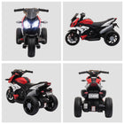 Qaba 6V Kids Electric 3-Wheel Motorcycle with Music and Headlights - Red-Material: PP, Steel 
