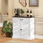 HOMCOM 31.5" L Sideboard Buffet Cabinet - White Wood Grain-Strong 1"/2.5 cm top and pedestal base support up to 117 lb./53 kg, with anti-tipping kits for added safety