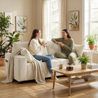 HOMCOM 86" Corduroy 3 Seater Sofa Couch with Spring Cushion - Beige-Cozy corduroy fabric adds warmth and durability to your lounge  