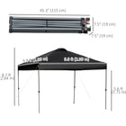 Outsunny 10 ft W x 10 ft L Pop Up Canopy Tent with Airy Top Vent and Bag - Black-Pop-up design for fast setup