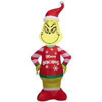 GEMMY Airblown Inflatable Christmas Grinch with Merry Grinchmas Ugly Sweater-Lights up with bright, energy-efficient LED light